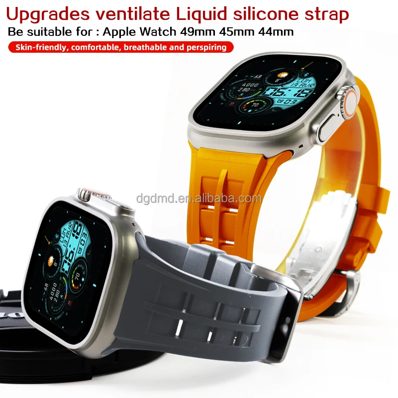 New Arrival Liquid Silicone Band for Appled Watch Ultra1/2 49mm/44mm/45mm for iWatch Series 9/8/7/6/5/4/SE