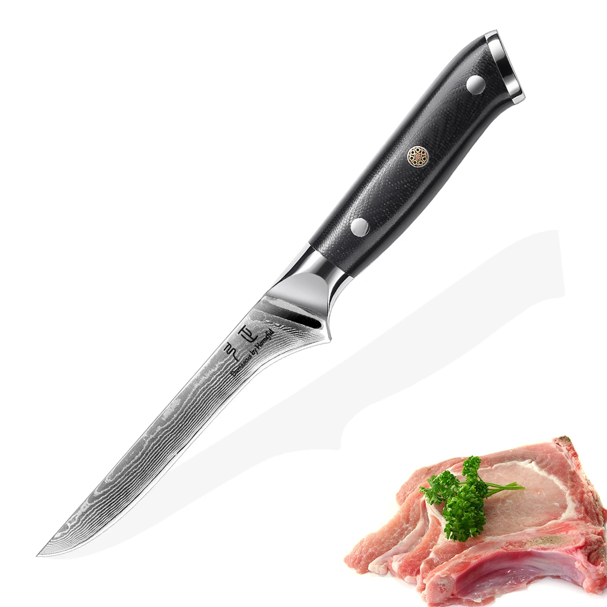 Japanese VG10 Steel Fishing Fillet and Boning Knife 6 Inches Damascus Blade for Kitchen Use