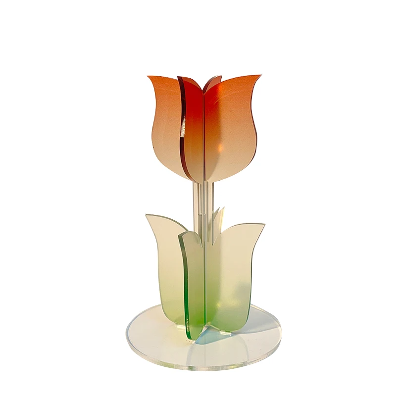 Factory direct acrylic gradient tulip ornament living room exclusive artistic sense of sophistication Acrylic ornaments