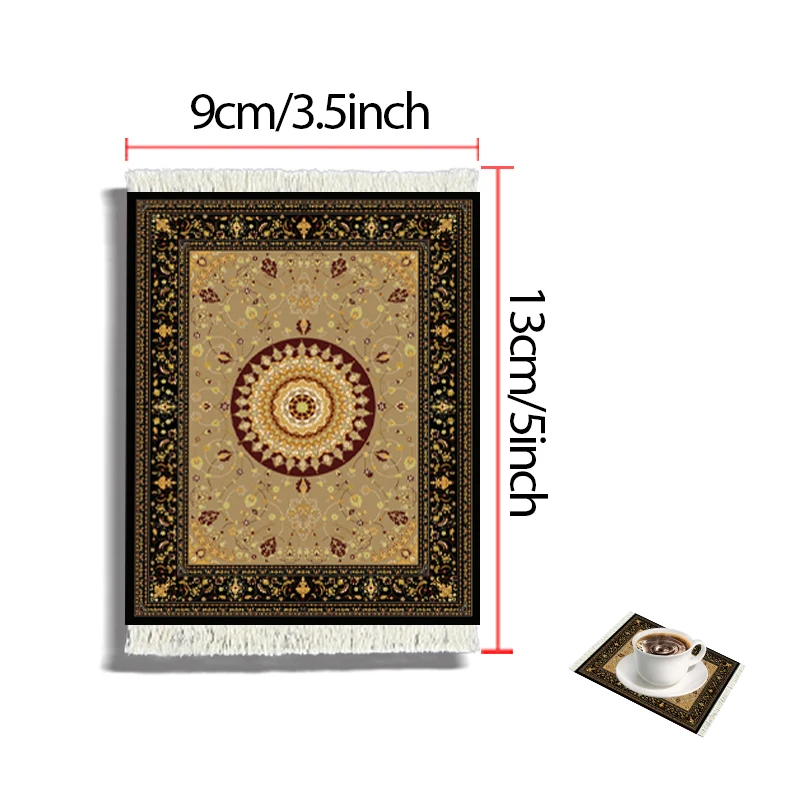 4 Pieces Rug Table Coasters Table Drink Holders Oriental Design Fabric Carpet Drink Mats Oriental Design Fabric Elegant Carpets