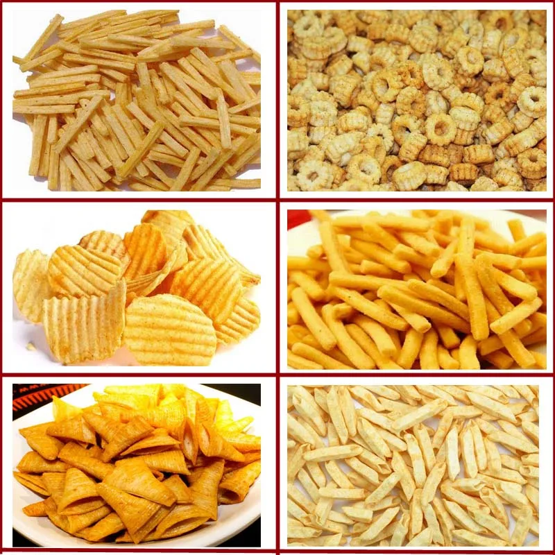 
Fried wheat corn flour salad bugles chip snack making machinery line 
