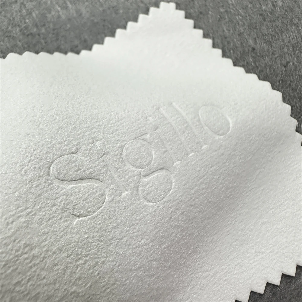 Customize Embossed Jewelry Cleaning Cloth With Clear Opp Bag Packaging Microfiber Silver Polishing Cloth With Logo