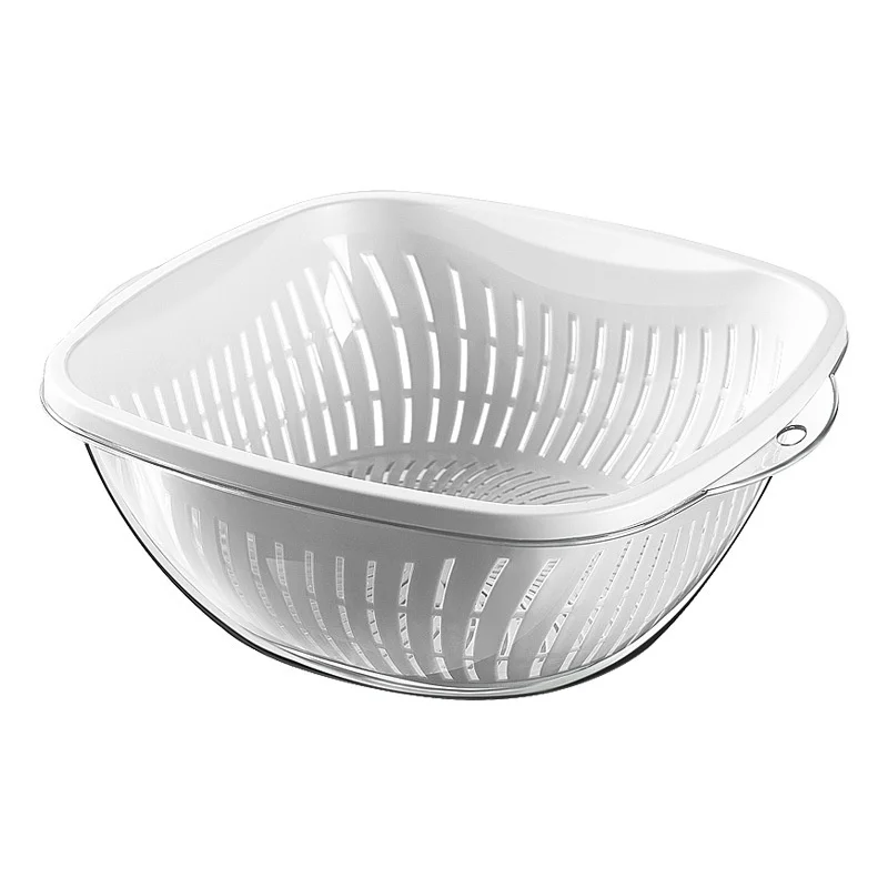 Home Handy Dual Layered Drain Basket Food Grade Plastic Thickened Vegetable Fruit Plate Kitchen Colander & Strainer Supplies
