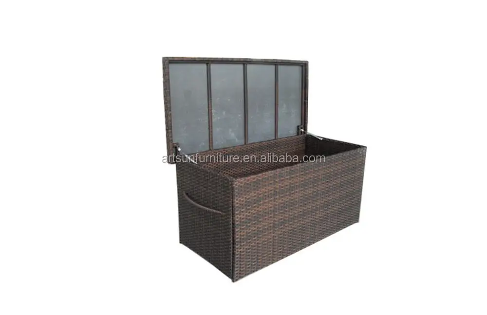 Уличная мебель, коробка для хранения, наружный садовый ротанговый плетеный ящик для хранения с подушкой