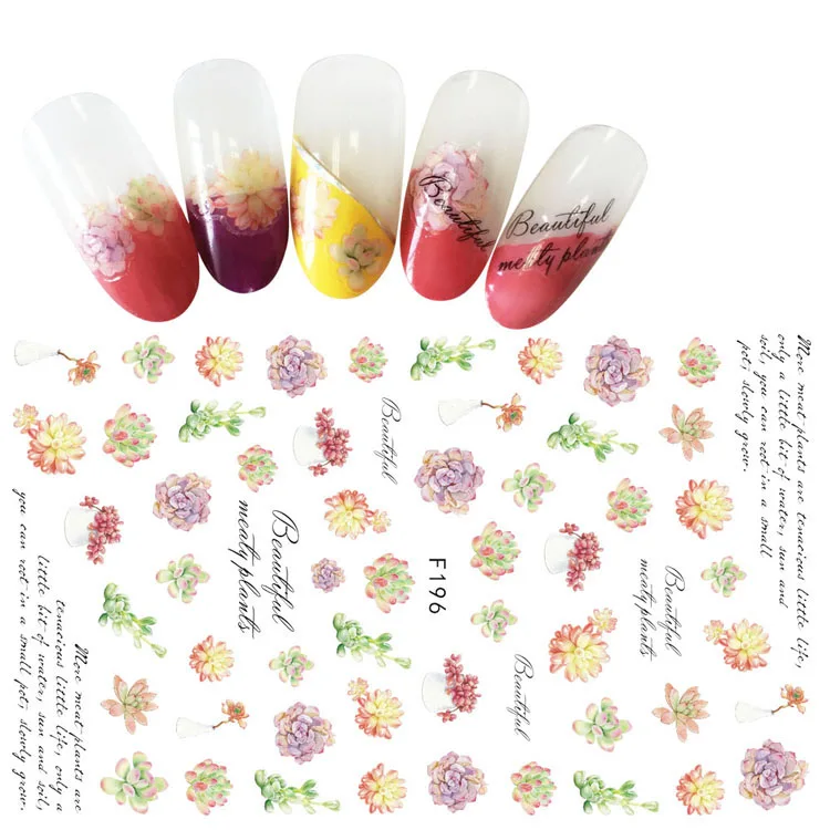 2020 New popular korea nail art embossed adhesive decorative flower 3d nail sticker for girl