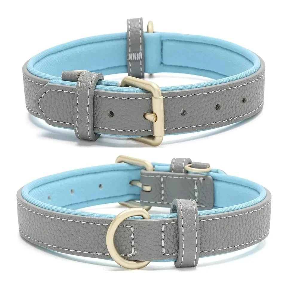 Premium Genuine Leather Strong Durable Padded Adjustable Buckle Leash Attached D Ring Dog Collar Outdoor Gear
