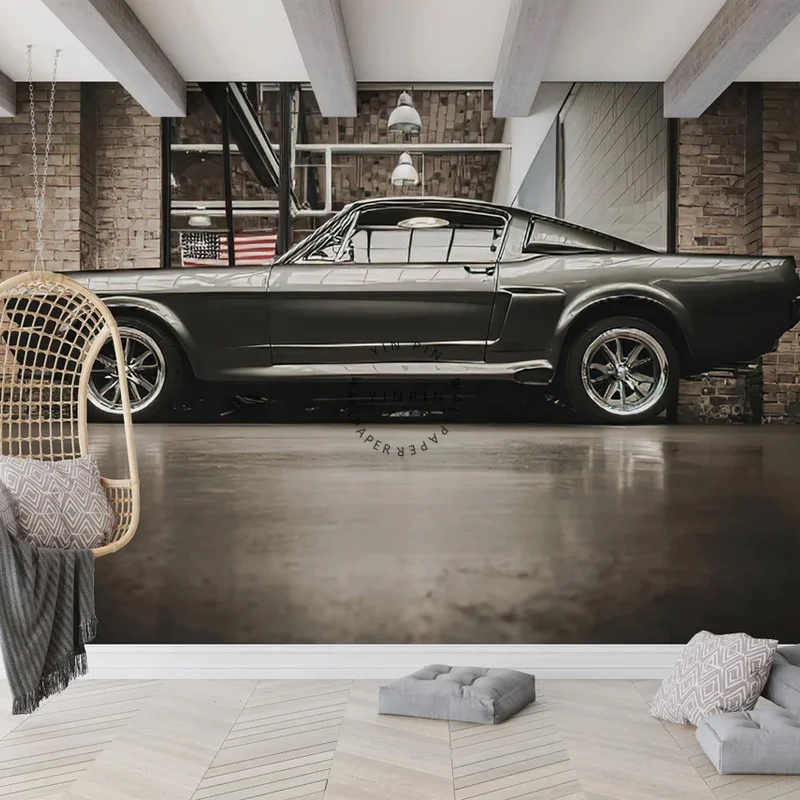 Mustang car custom printed wall paper self adhesive wallpaper decorative art