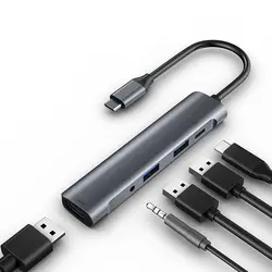 5 In 1 Switch USB C Laptop USB-Por-Hub Mini Usb Por Hub With Power Adapter