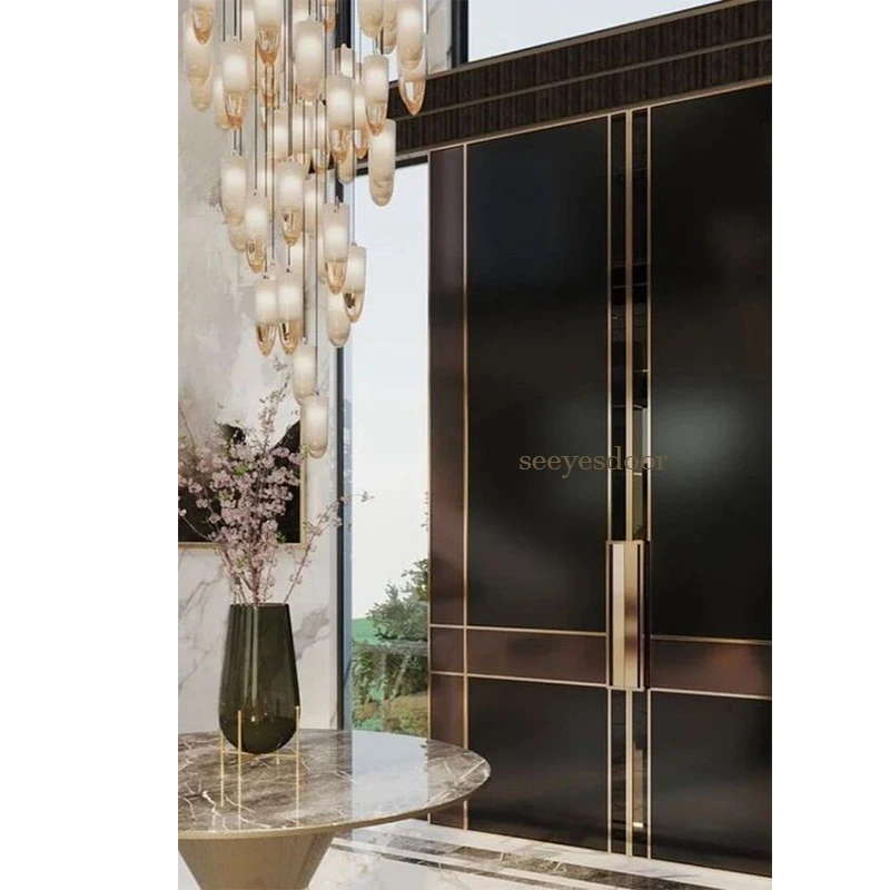Italian Luxury Design Entrance Door Exterior Security Front Door Modern Entry Black Double Iron Door