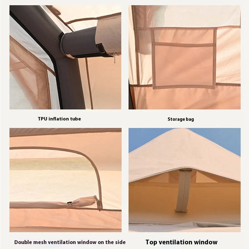 Outdoor camping inflatable tent thickened rainproof hut cotton tent camping Oxford hut ridge tent customization