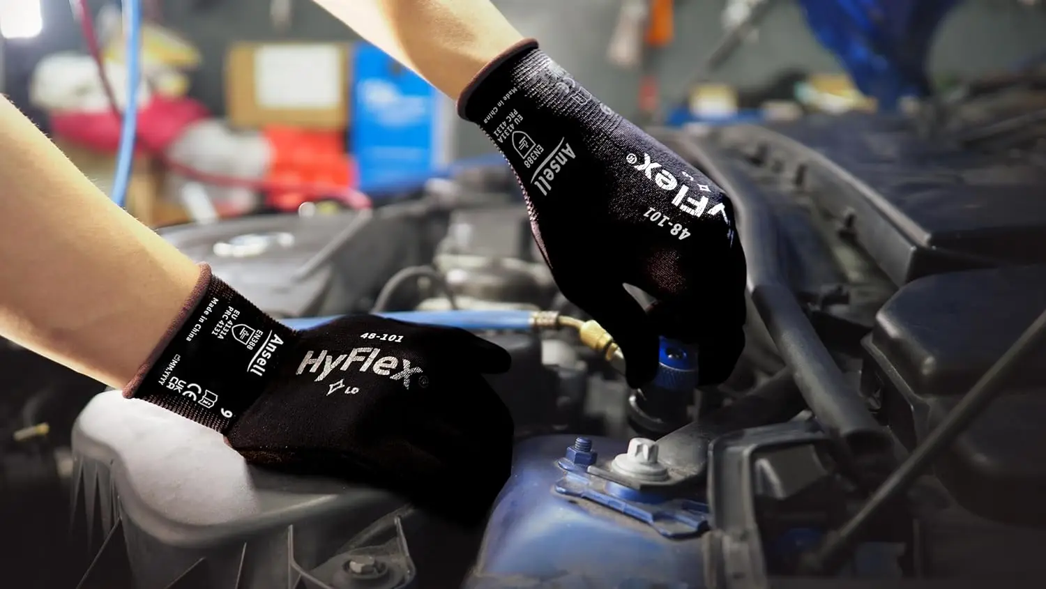 Ansell Hyflex 48-101 Black PU-coated multi-purpose gloves