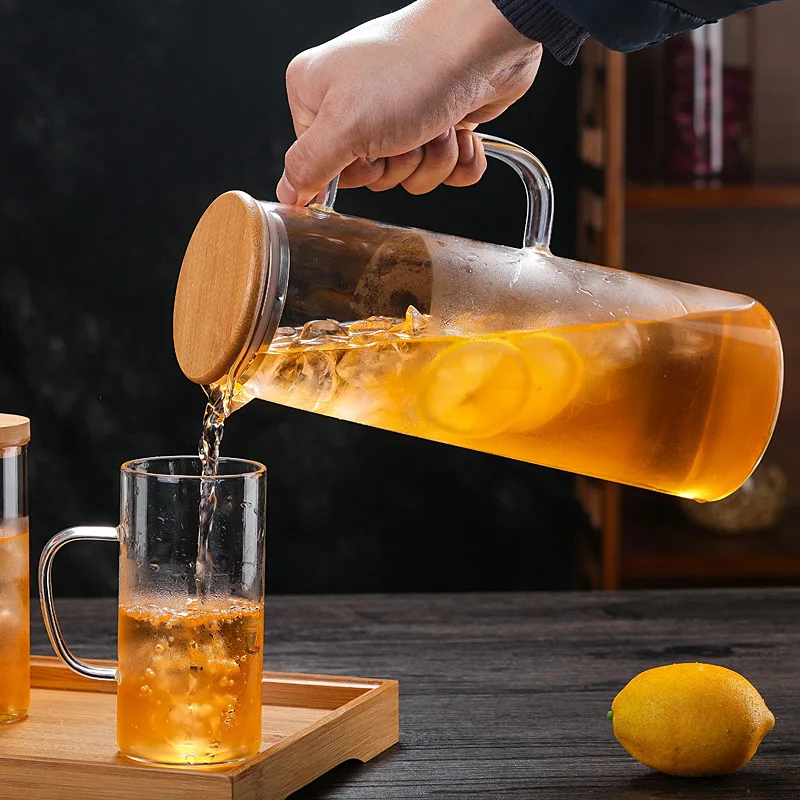 Glass heat-resistant tea kettle Explosion-proof large capacity water bottle set Household cold water bottle