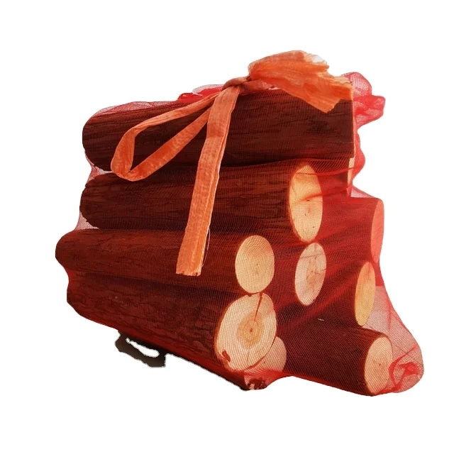 Customized size color plastic PP mesh drawstring bags for firewood