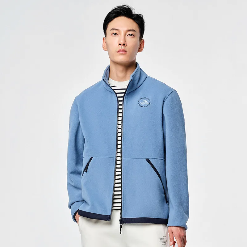 Горячая Распродажа, теплая одежда для улицы, мужская верхняя одежда с воротником-стойкой, флисовое пальто из ягненка, экологически чистый