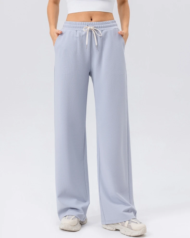 Wholesale Winter S-2XL Women Wide Leg High Waist Loose Outdoor Running Fitness Trousers Solid Color Casual Sports Workout Pants