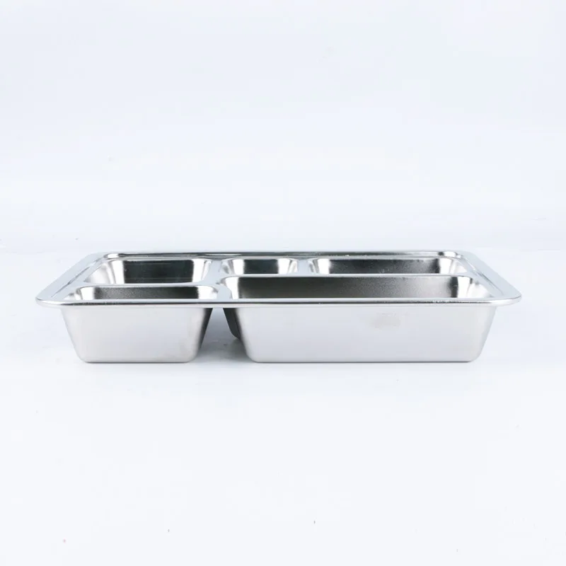 Restaurant School Canteen Divided Tray Metal Food Container 5 Compartment 304 Stainless Steel Dinner Plate