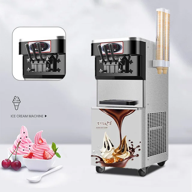 Commercial Intelligent Automatic Pre-Cooling Alert High Output Cone Type Equipment Soft Serve Ice Cream Machine