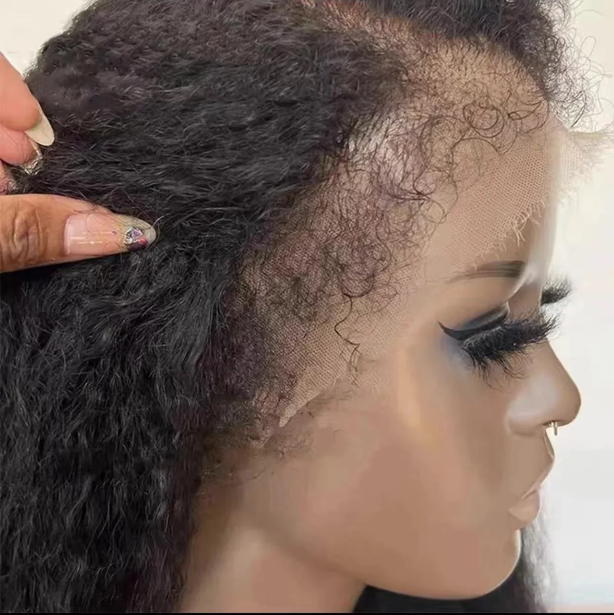 Wholesale 4C Edges Natural Hairline Wig Kinky Straight HD Lace Front Human Hair Wigs With Curly Baby Hair Lace Frontal Wig