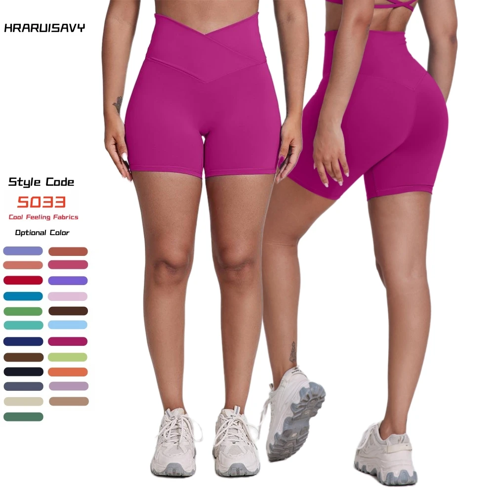 HEARUISAVY Cooling Fabric V Waist Biker Shorts Premium Thick Workout Running Shorts For Women Gym Fitness Wear