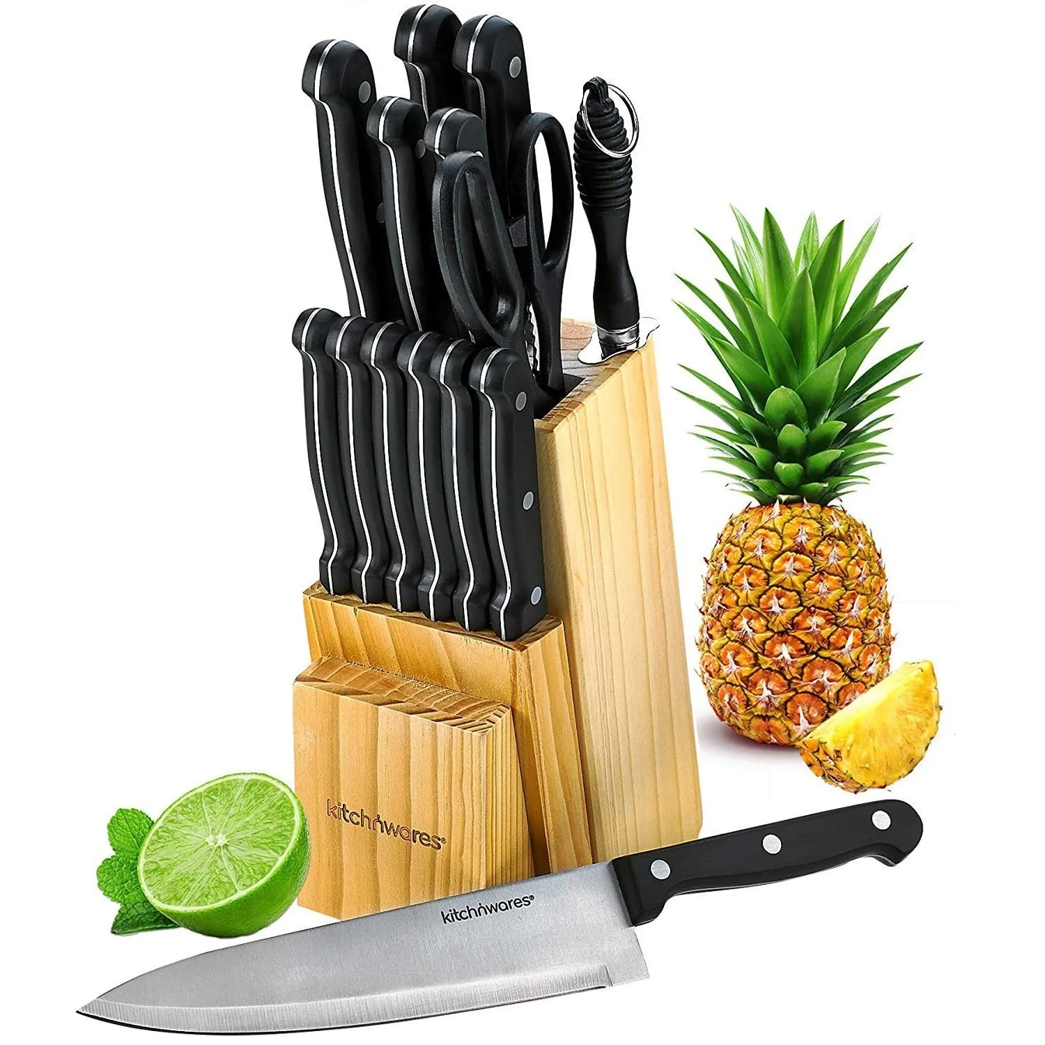 Multifunctional kitchen knife 15-piece stainless steel kitchen tool set