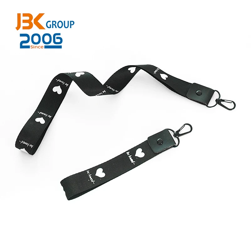 fashion lanyard silk screen wrist jacquard custom logo lanyard keychain