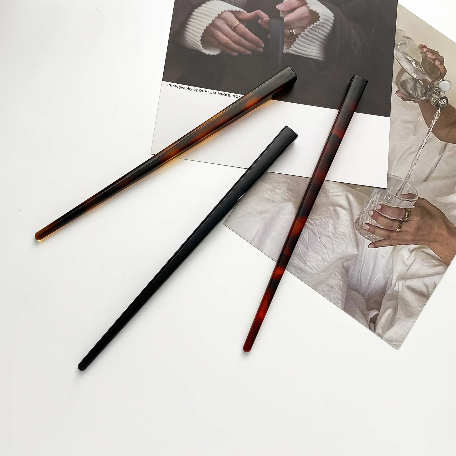 Fashionable Simple  Cellulose acetate Acrylic Hairpin Disc Bun Hair Fork Hair Pin Stick Accessories For Women