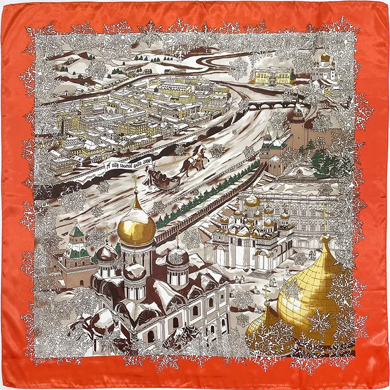 China Wholesale 2022 Spring Luxury Silk Satin Scarves Head Hijab 90x90cm Square Silk Bandana Scarf