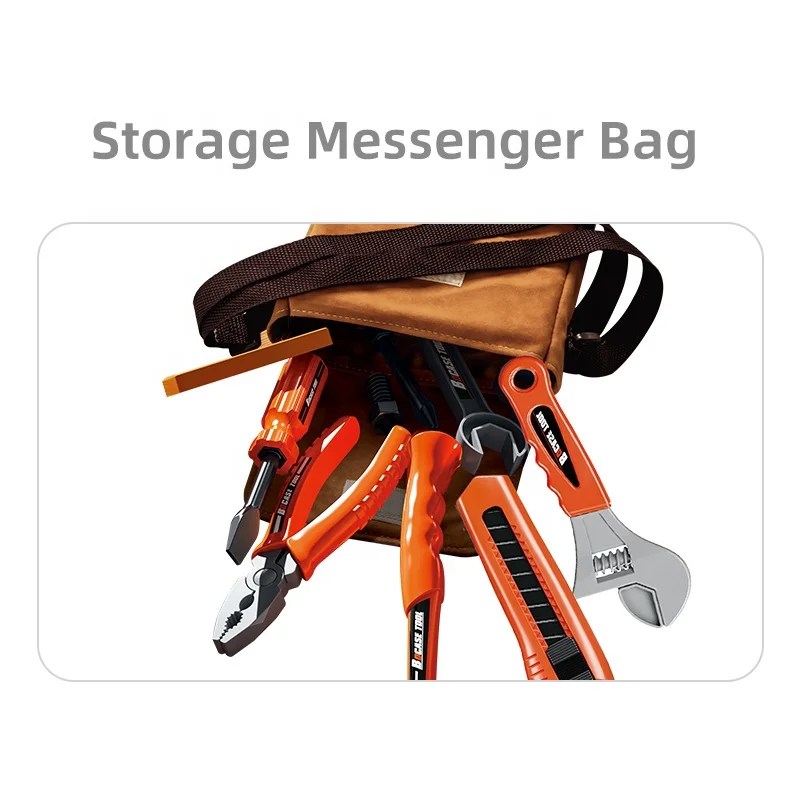 Plastic Tool Toys Toolkidz Simulation Tool Set with Crossbody Bag with 24PCS Accessories Pretend Play Toys Tool for Boys