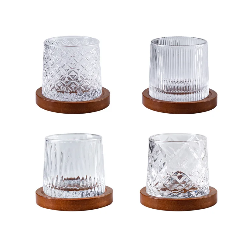 Wholesale Custom Creative Rotatable Decompression Wine Glass Coffee Cup Whiskey Homemade Glass Tumbler