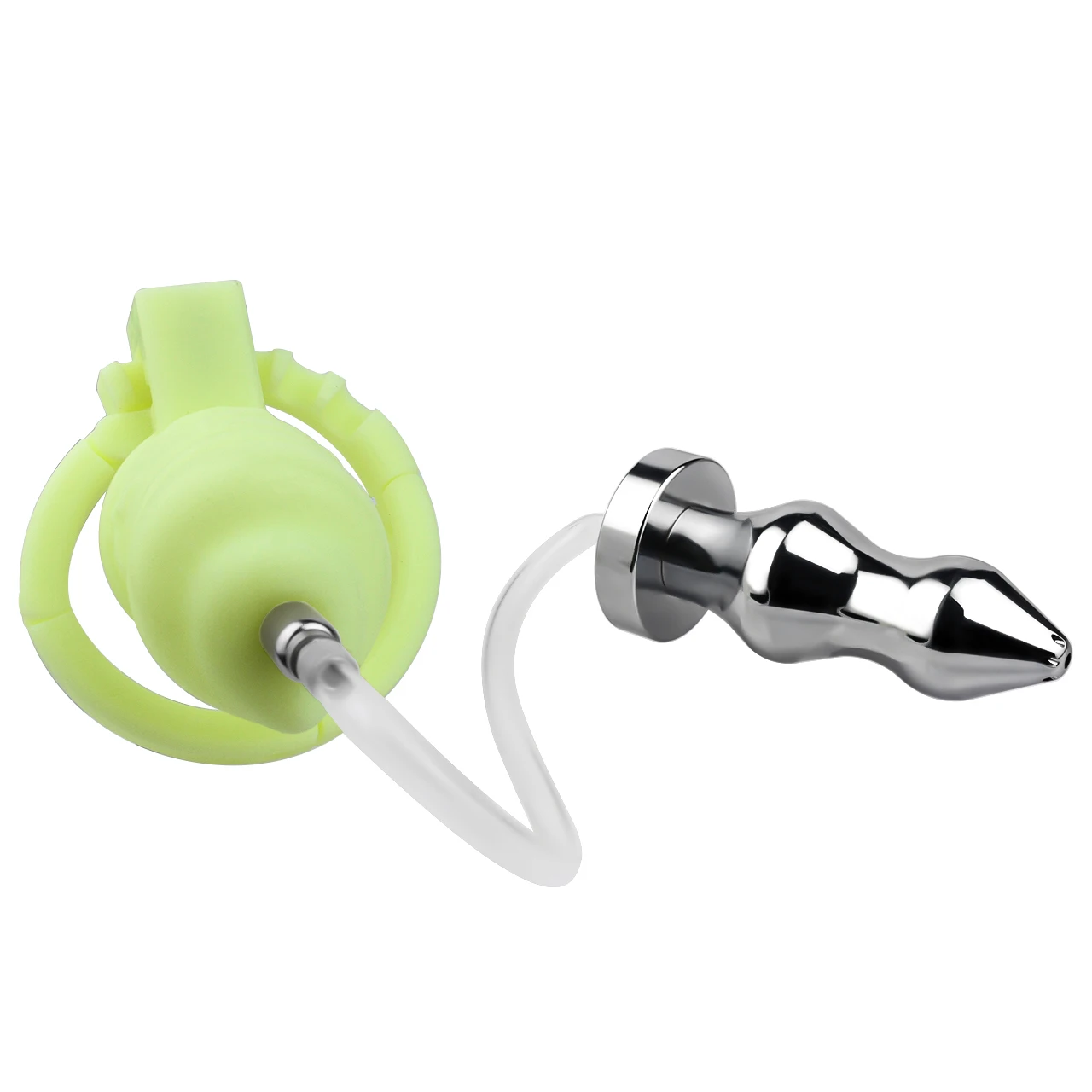 FRRK-3255 resin male chastity lock with metal anal plug catheter integrated male sex toys