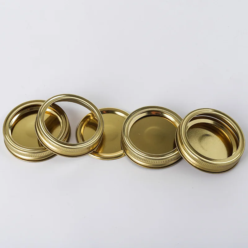 Hot Selling Canning Lid Mason  70mm 86mm  Gold Silver Covers Replacement Tinplate Sealing Reusable Leak Proof Split Type Jar Lid