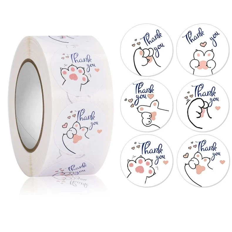 Custom Printed Logo Laser Sticker waterproof Self Adhesive Thank You Vinyl Roll bottle packaging Label custom stickers