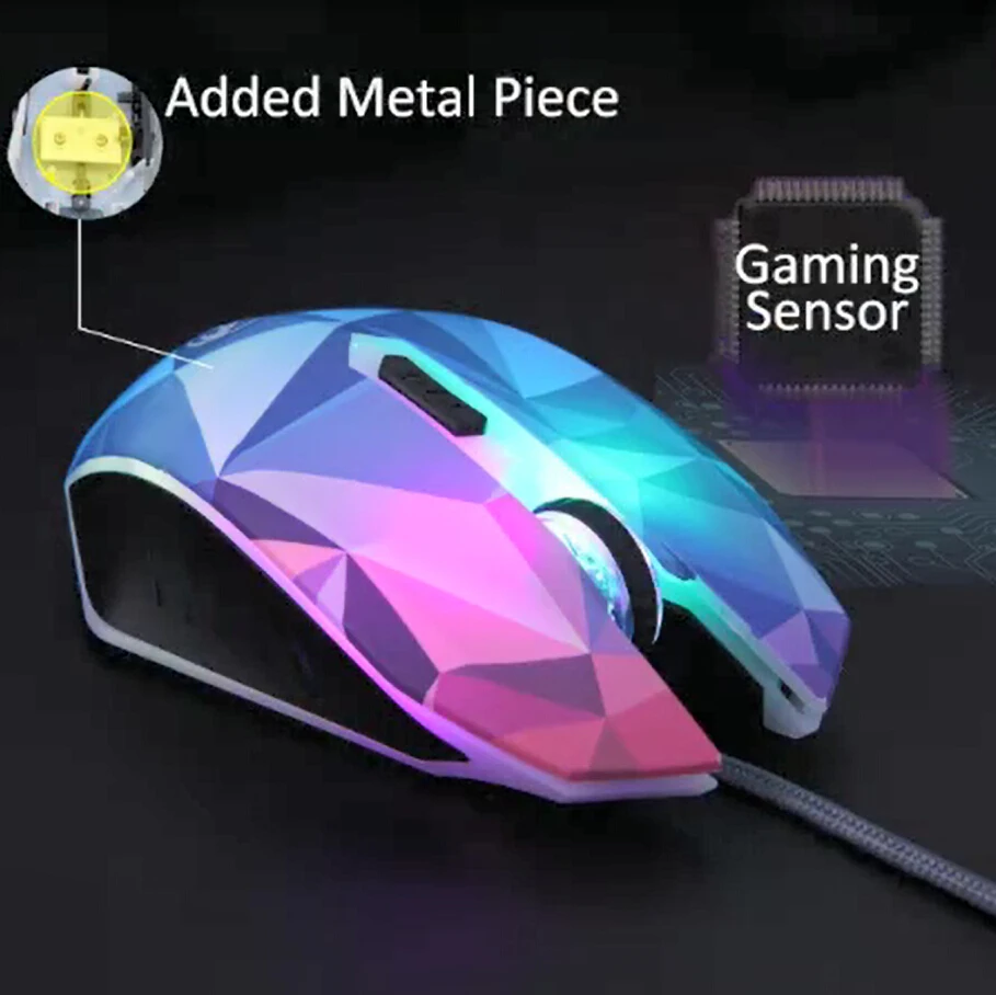 Gamer Mice Breathing LED Light Diamond Version Optical USB Computer Wired Gaming Mouse