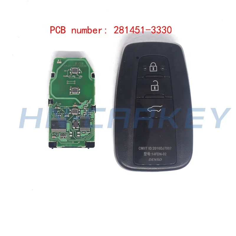 Original 3buttons 8A chip transponder auto key with 433MHz board number 281451-3330 model 14FDN-02