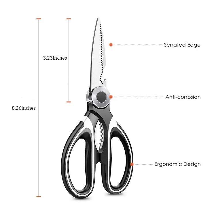 2023 kitchen gadgets Multifunctional Meat Fish Chicken Bone Stainless steel Shears Kitchen Scissors
