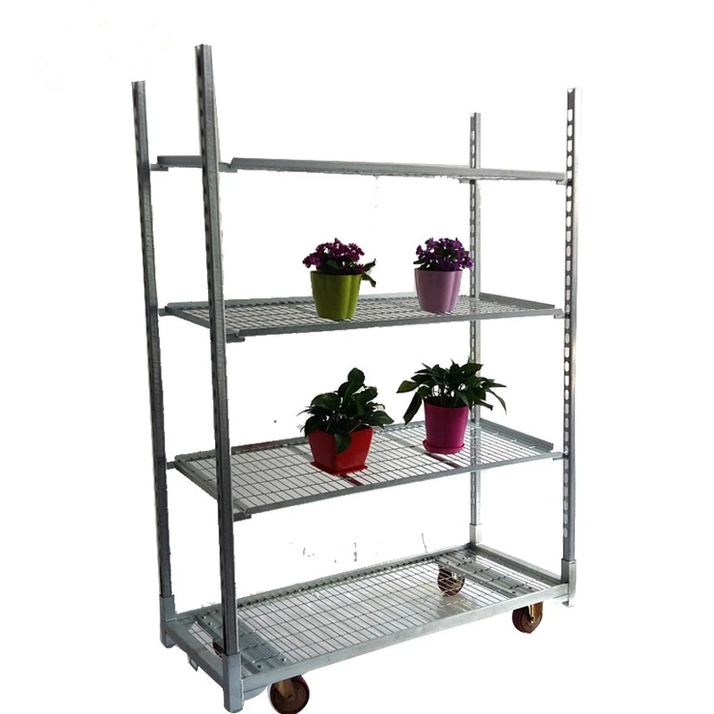 Garden Center Nursery Greenhouse Galvanized Grow Transport Display Rack for Potted Plants