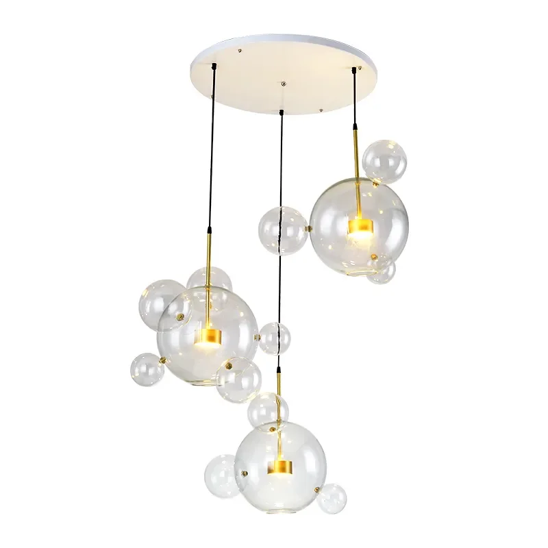 Hot Sell Simple Dinning Room light Clear Glass Balls Hanging Lighting Fixture Modern Bubble LED  Pendant Lamp for Living Dining