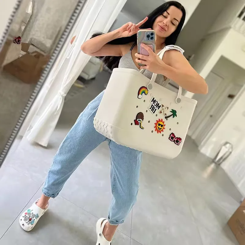 2024 Лидер продаж оптовая продажа полая водонепроницаемая сумка на заказ летняя большая средняя и маленькая силиконовая сумка-тоут EVA пляжная