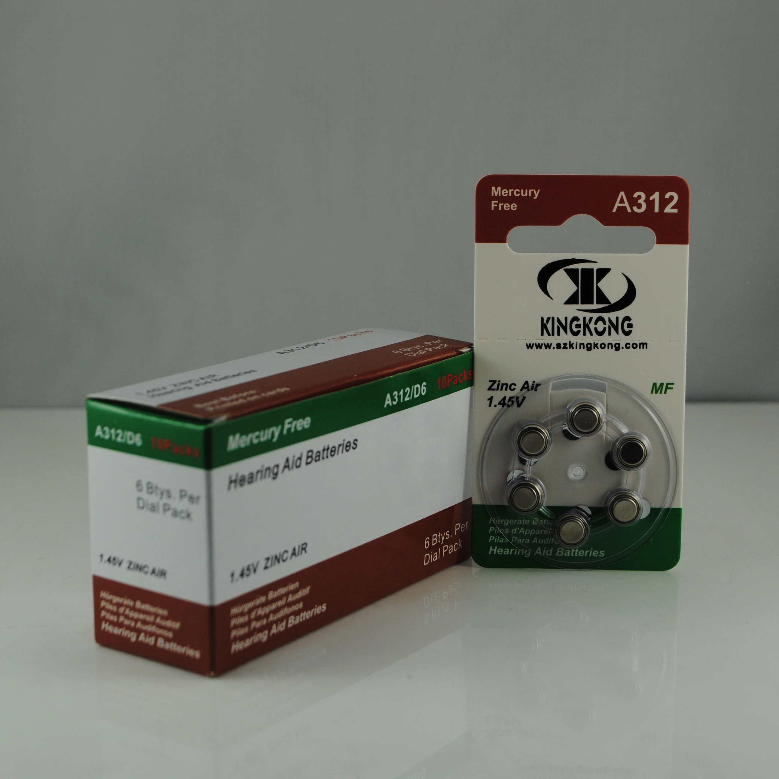 Kingkong brand PR41 A312 1.4v 170mAh zinc air Good Quality Hearing Aid Battery