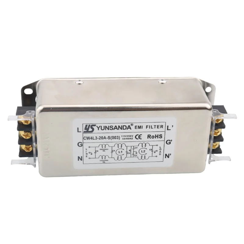 CW4L3-20A-S(003) однофазный трехступенчатая переменного тока фильтр 220v Высокая производительность EMI фильтр гармоник
