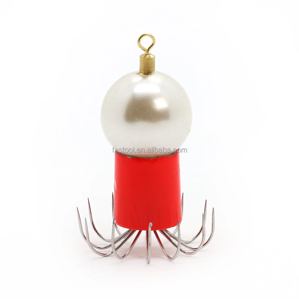 Octopus ball squid jig with rich colorful ball sea fishing lures artificial bait fishhook 12 soft  needles  hook