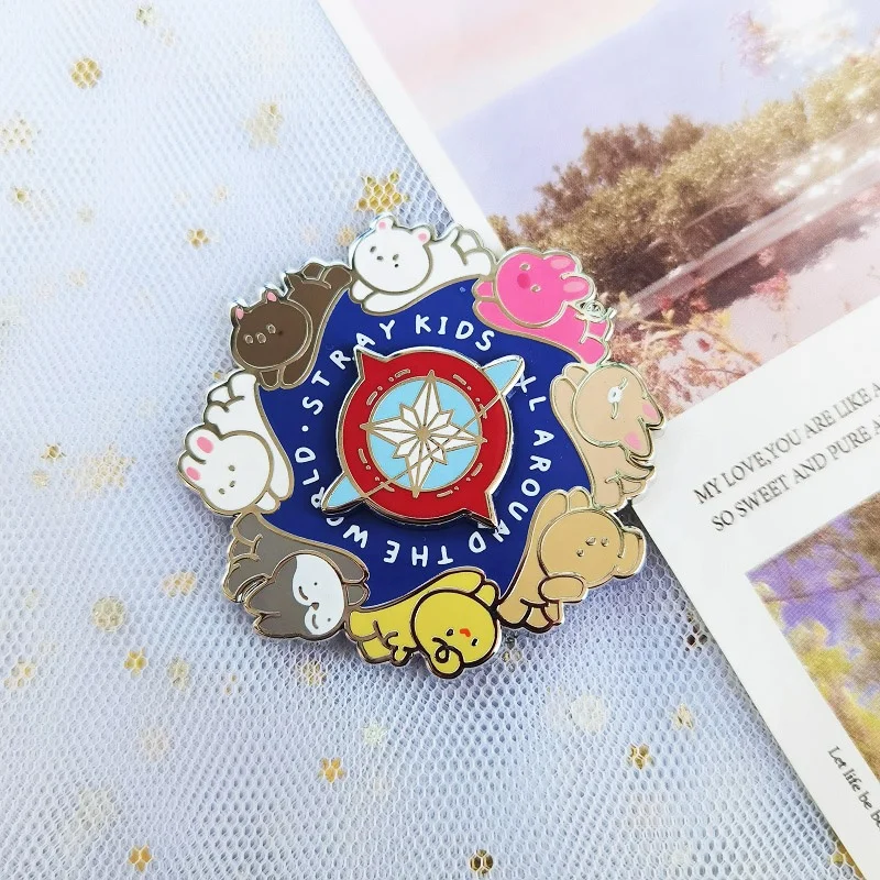 Manufacturer Custom Design Cute Cartoon Hard Enamel Pins Screen Print Metal Badge Spinning Pin