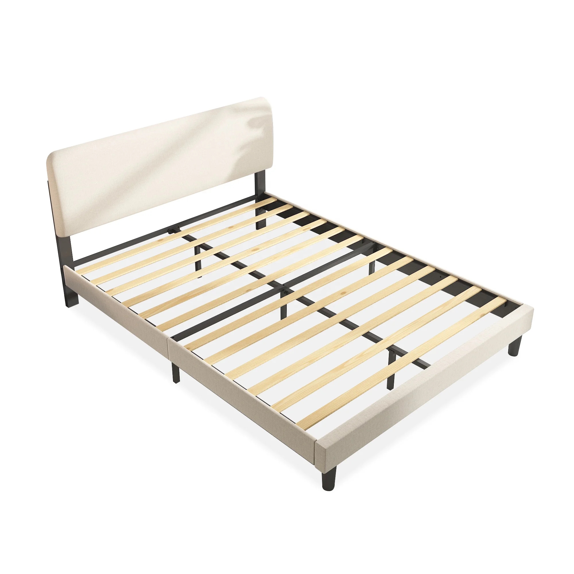 Simple Style Upholstered Beds with Metal Tube & Wooden Bed Board JHRB016