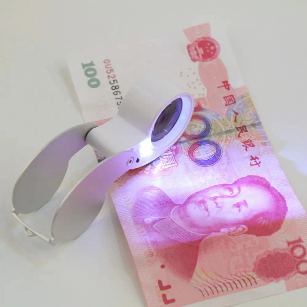 Mini Loupe Illuminated Magnifier Glass Portable Folding Magnifying for Jewelers Stamps Antiques LED Lights