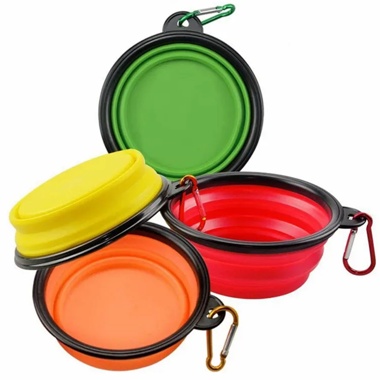 BPA Free Travel Silicone Collapsible Dog Water Bowls Portable Dish Folding Dog Bowl