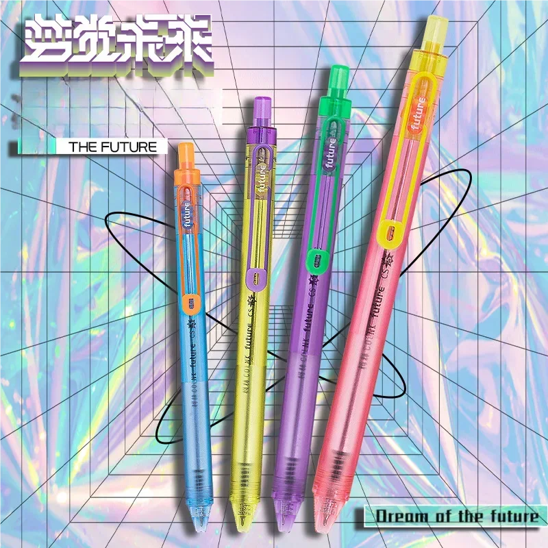 0.5mm Colin Retractable Ballpoint Pen Cyberpunk Limited Edition High-Value Student Pen Black Ink Pen Imported Ink 12p