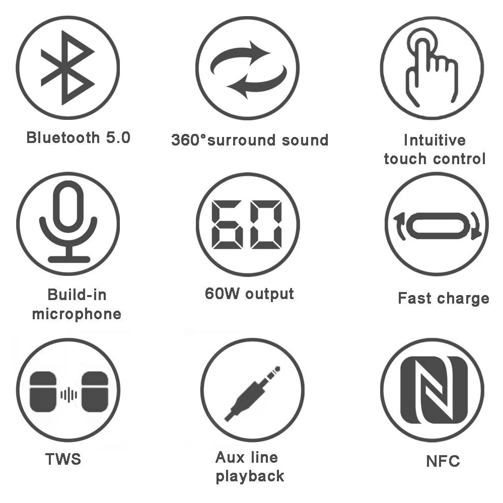 High Quality OEM/ODM DJ Fabric Super Bass 60W Wireless Portable Speaker for home use