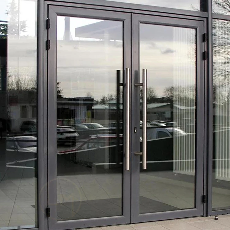 Custom Modern Entrance Double Outdoor Commercial Glass Aluminum Storefront Door
