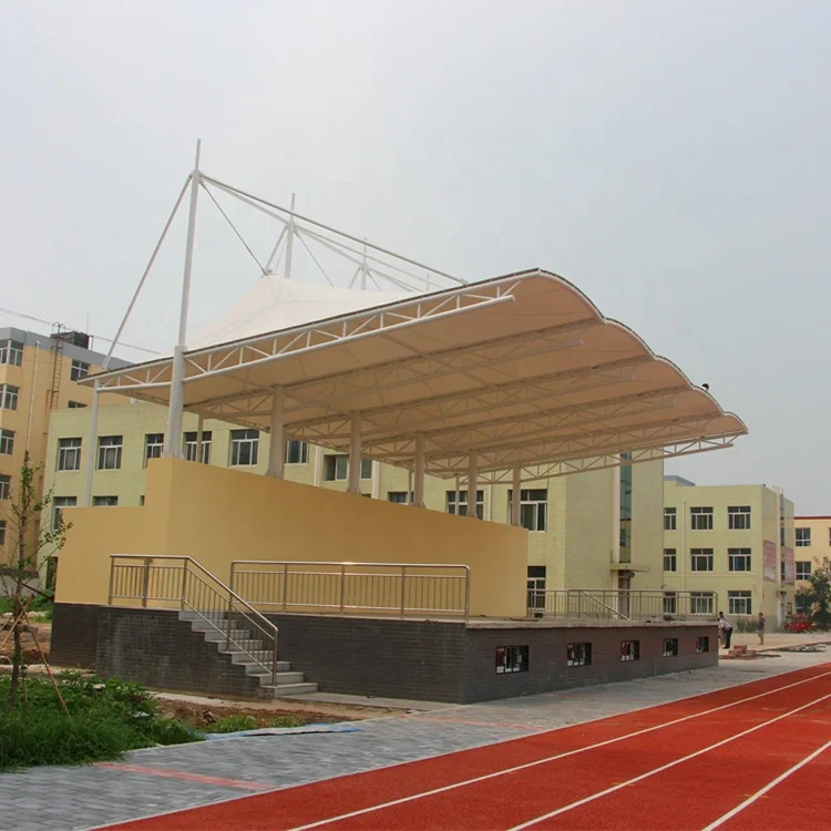 Customized PVDF fabric tensile shade membrane structure for outside sunshade and rainshade
