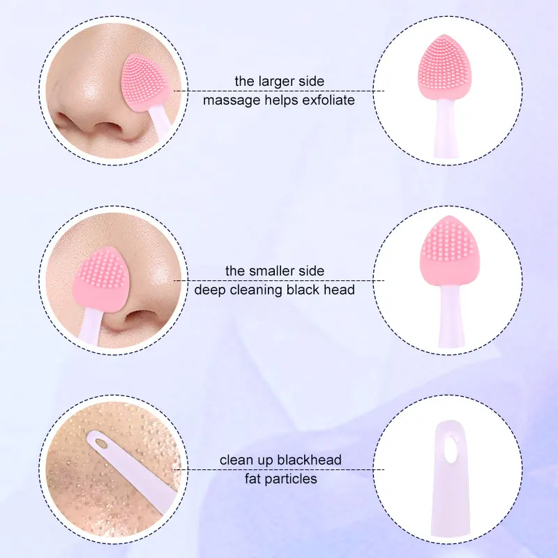 Multi Functional Double Side Soft Silicone Lip Scrub Brushes  Exfoliate Cleansing Tools Nose Blackhead Remove Exfoliating Brush